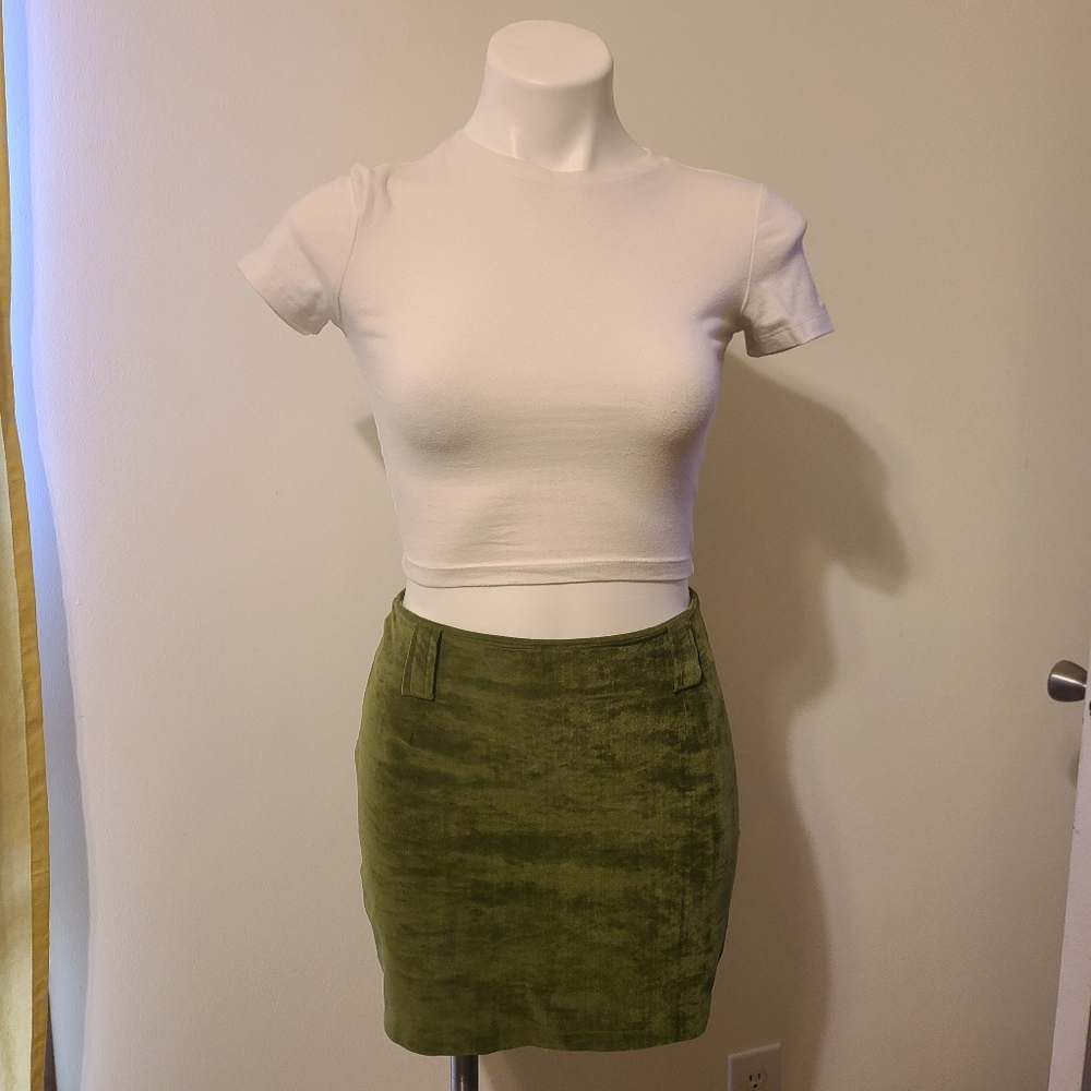 Green mini skirt